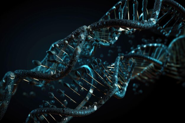 Dna hélice intrincada e delicada torção no espaço tridimensional criado com generative ai