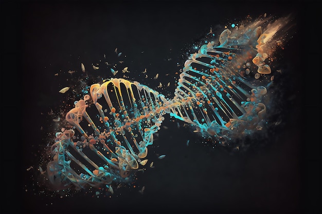 Foto dna helix 3d ilustração genoma pesquisa futura medicina generativa ai