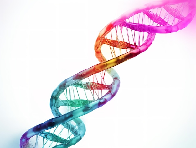 DNA Helix Desvendando a Ciência e a Identidade Isolados em Um Fundo Branco Gerado pela IA