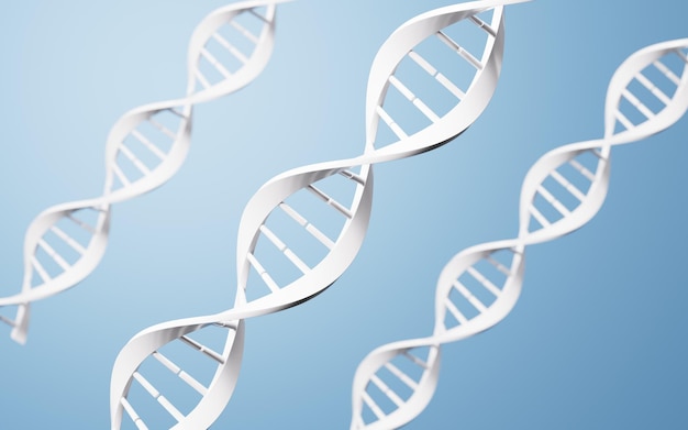 DNA im blauen Hintergrund 3D-Rendering Digitale Zeichnung