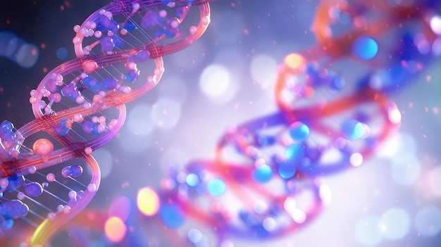 DNA-Molekül, Nahaufnahme wissenschaftlicher Arbeit