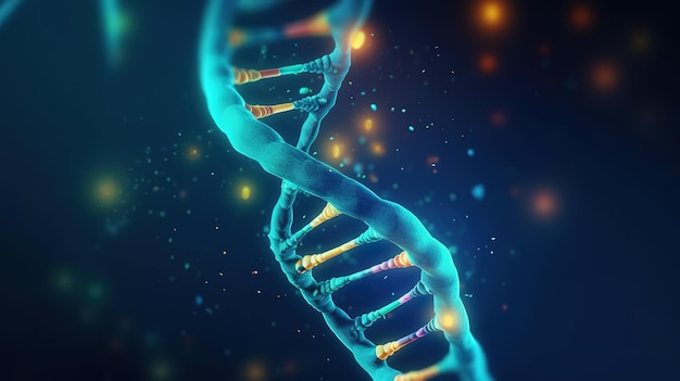 DNA-Sequenz-Drahtmodell, DNA-Code-Moleküle, Strukturnetz, generative KI