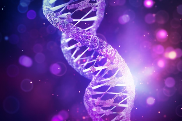 DNA-Strang gegen lila Hintergrund