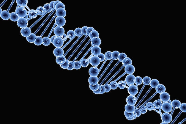 DNA-Struktur in Blau auf schwarzem Hintergrund