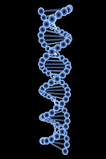 DNA-Struktur in Blau auf schwarzem Hintergrund