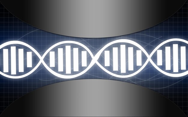 Foto dna-struktur mit blauem glühlicht