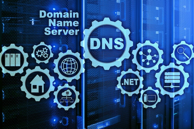 Foto dns domain name system network web communication internet- und digitales technologiekonzept