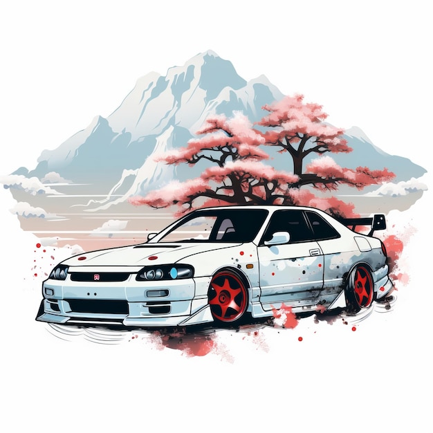 Foto do japão para o mundo design inovador de camisetas de carro jdm em vetor com contorno marcante em uma clea