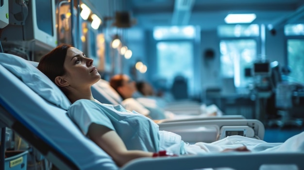 Foto doador no hospital durante a doação de sangue atmosfera serena e calma ia generativa