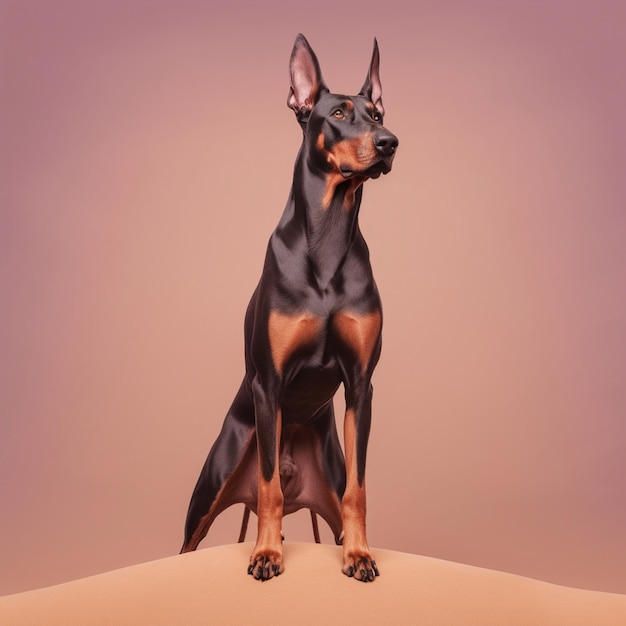 Doberman en foto de estudio de fotografía de cuerpo entero generada por IA