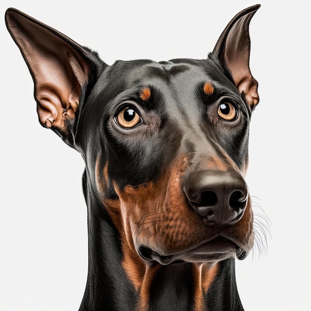 Dobermann Hund isoliert auf weißem Hintergrund Generative AI