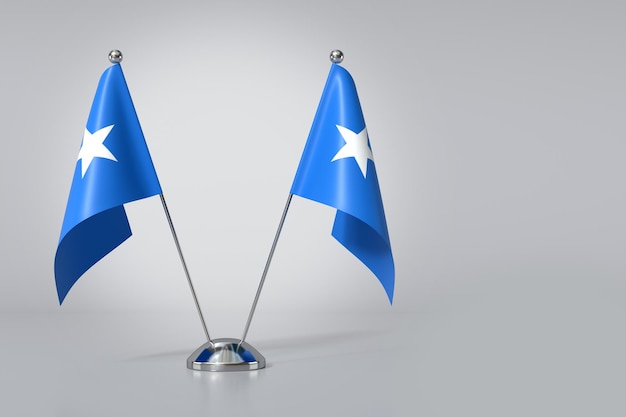 Doble bandera de la República Federal de Somalia en un fondo gris Rendering en 3D