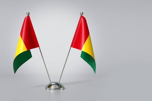 Doble bandera de la República de Guinea en fondo gris Rendering en 3D