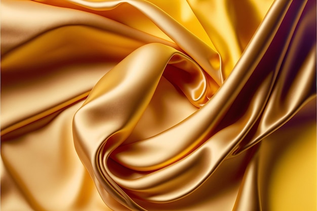 Dobras de tecido de ondas de cetim de seda dourada Fundo brilhante e luxuoso