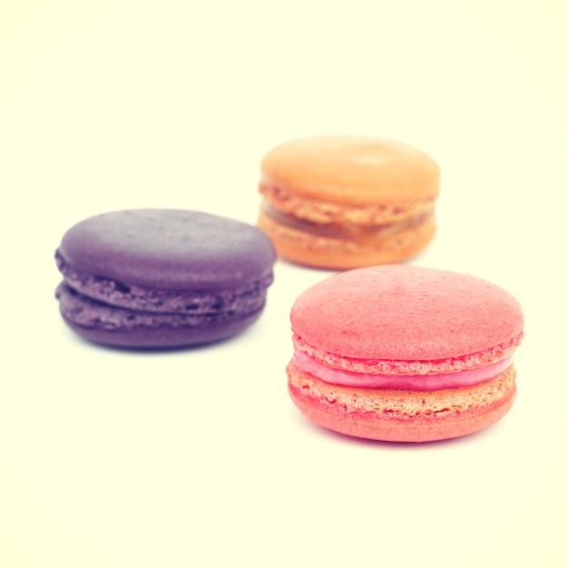 Doce e colorido macarons franceses retro-vintage estilo