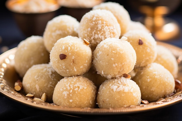 Doce indiano rawa laddu ou rava laddoo