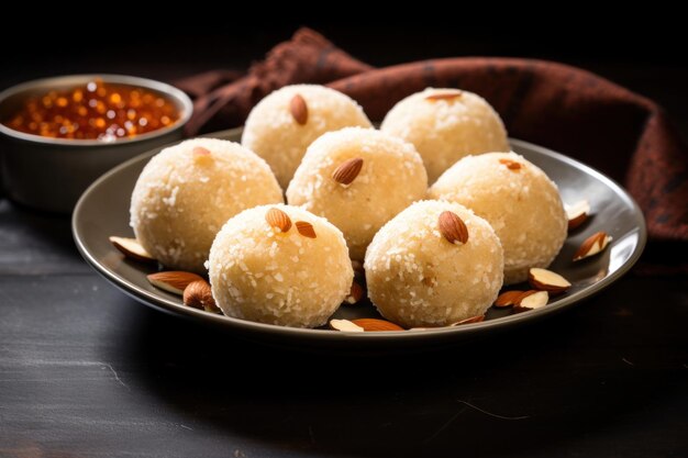 Foto doce indiano rawa laddu ou rava laddoo