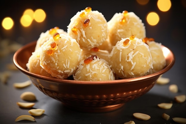 Doce indiano rawa laddu ou rava laddoo