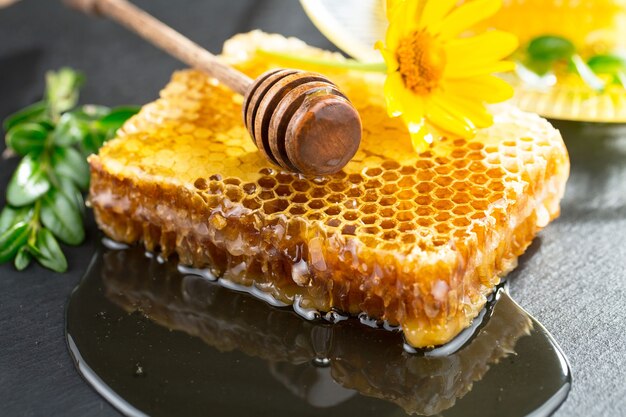 Doce mel de abelha em uma composição