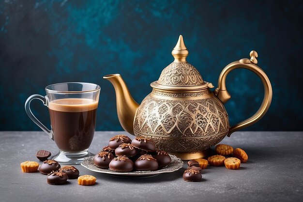 Foto doces árabes tradicionais para o eid maamoul doces de chocolate