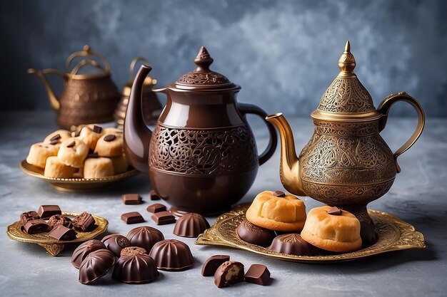 Foto doces árabes tradicionais para o eid maamoul doces de chocolate