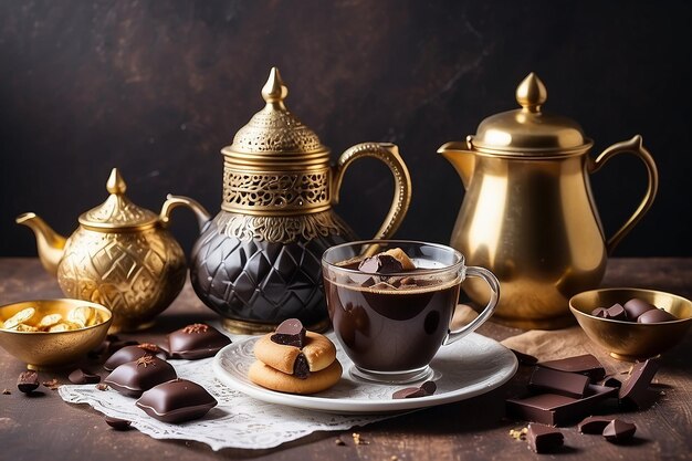 Foto doces árabes tradicionais para o eid maamoul doces de chocolate