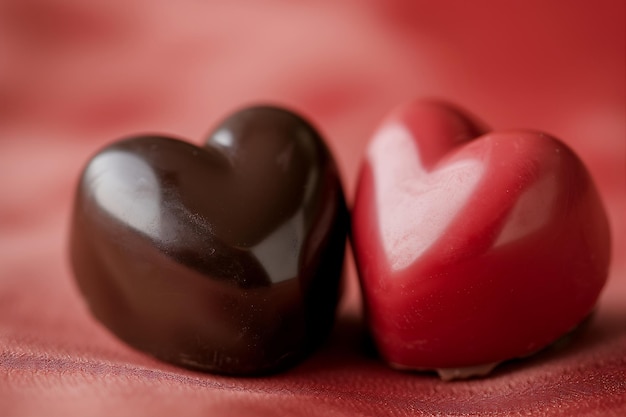 Foto doces de chocolate escuro em forma de coração