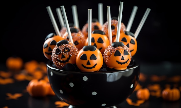 Doces de Halloween em fundo preto isolado