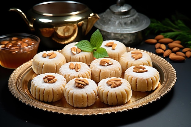 Foto doces indianos conhecidos como peda ou pedha feitos de leite e açúcar são conhecidos em gujarat rajkot