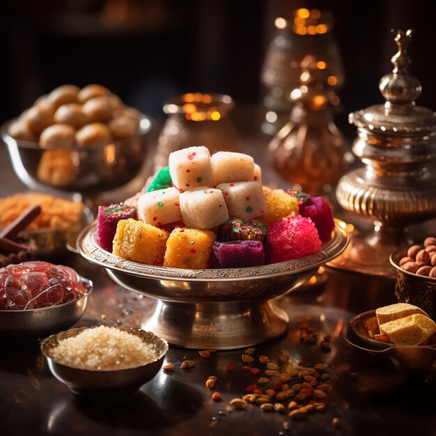 Foto doces indianos na mesa de férias