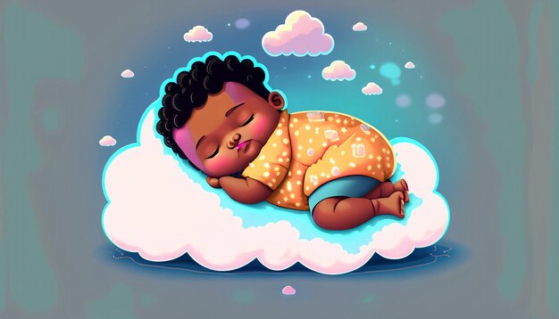 Foto doces sonhos vetor livre bebê fofo dormindo na nuvem travesseiro cartoon ícone ilustração adorável