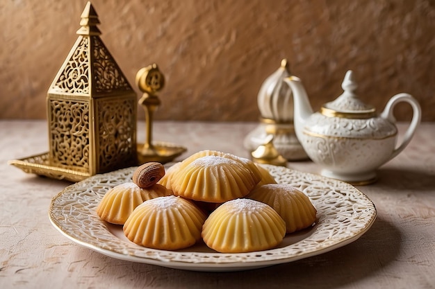 Doces tradicionais de Semolina Maamoul para o Eid Árabe Festivo