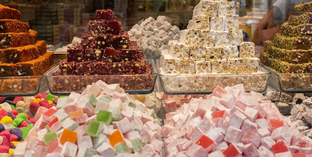 Doces tradicionais turcos como doces lokum