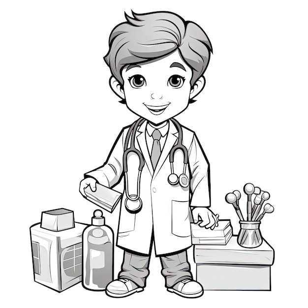 doctor clipart de color cuidado de la salud médico páginas para colorear en el estilo del gesto