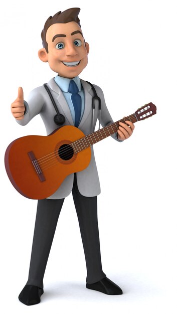 Doctor divertido y animación de guitarra