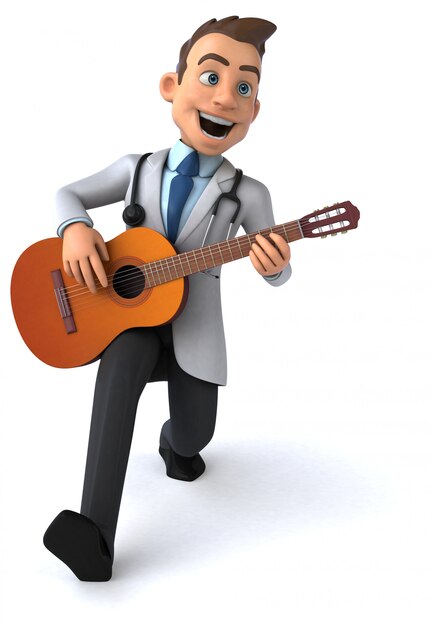 Doctor divertido y animación de guitarra