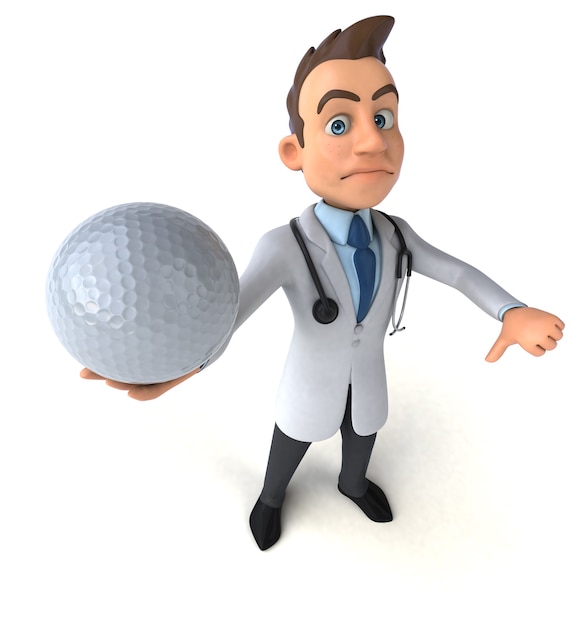 Doctor divertido sosteniendo una pelota de golf