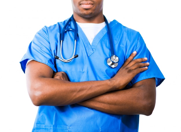 Doctor em Blue Scrubs