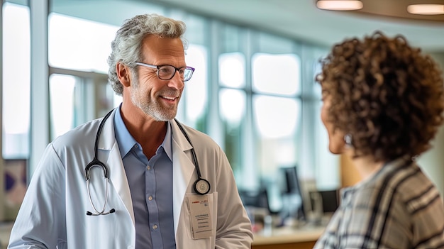 Doctor hablando con un paciente en la clínica o el hospital