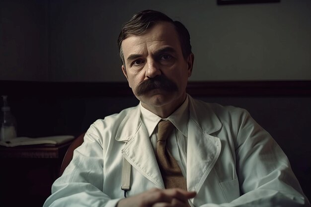 Doctor hombre bigote adulto confiado Generar Ai