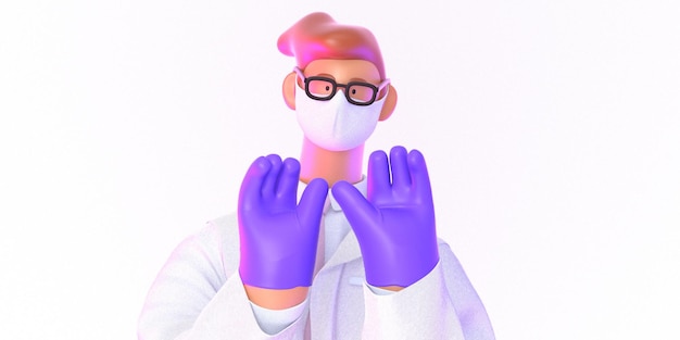 Foto doctor médico personaje de dibujos animados en 3d