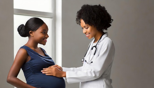 Foto doctor con una mujer embarazada.