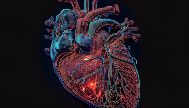 Doctor en neurología y cardiología Imagen estéticamente mejorada del corazón humano IA generativa