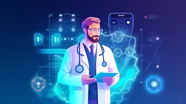 Doctor online Tecnología médica Consulta médica y tratamiento a través de aplicación IA generativa