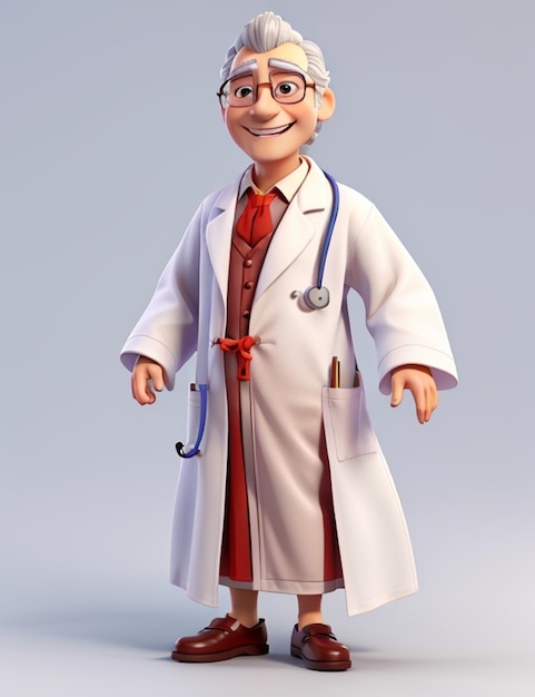 Doctor de personaje 3D en bata