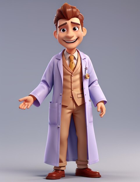 Doctor de personaje 3D en bata