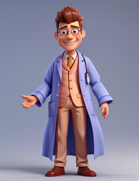 Doctor de personaje 3D en bata