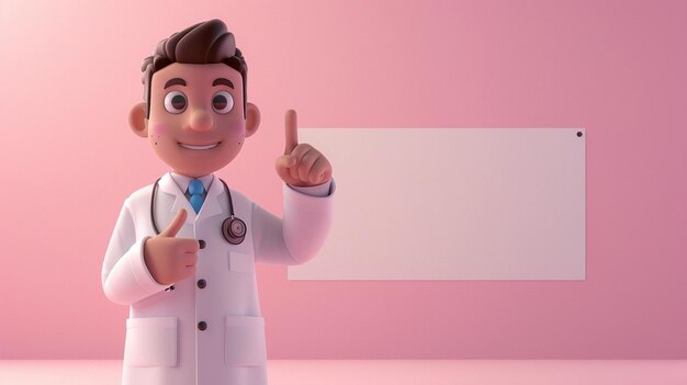 Doctor personaje de dibujos animados con uniforme