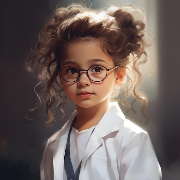 Doctora con gafas y una niña linda.