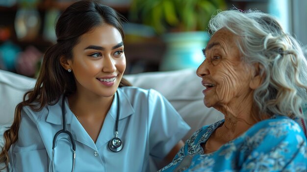 Doctora que consulta a un paciente